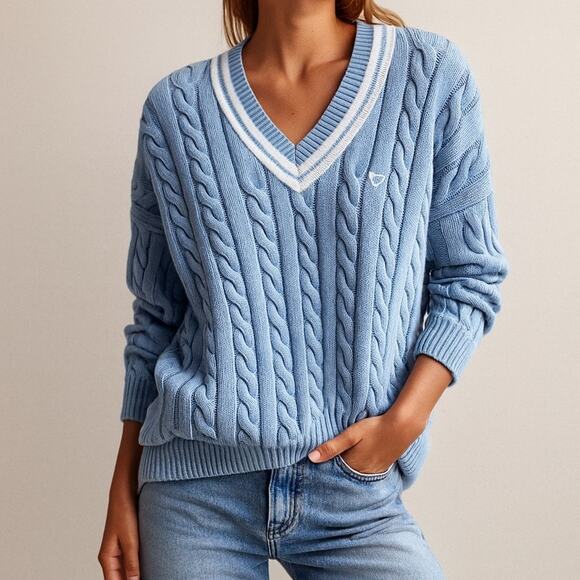 Aritzia Sweaters - Aritzia TNA Clay Cable Knit V-Neck Sweater